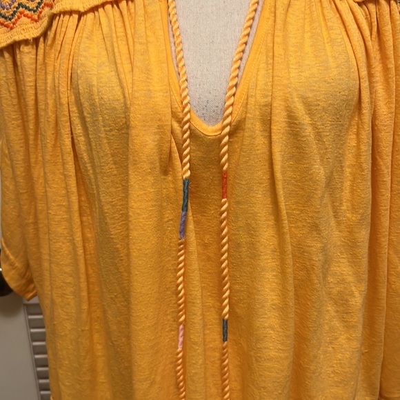 5. Free People Market Embroidered V Neck Top in Carrot Ginger, Size Large - Picture 11 of 17
